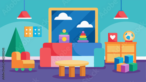 A waiting area for children with colorful toys and games to keep them occupied.