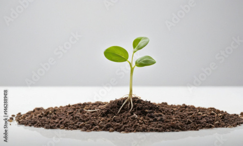 A small plant growing from a pile of dirt
