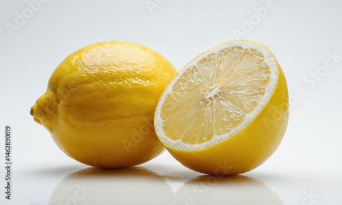 Freshly cut lemons sit on a clean white surface, ready for use