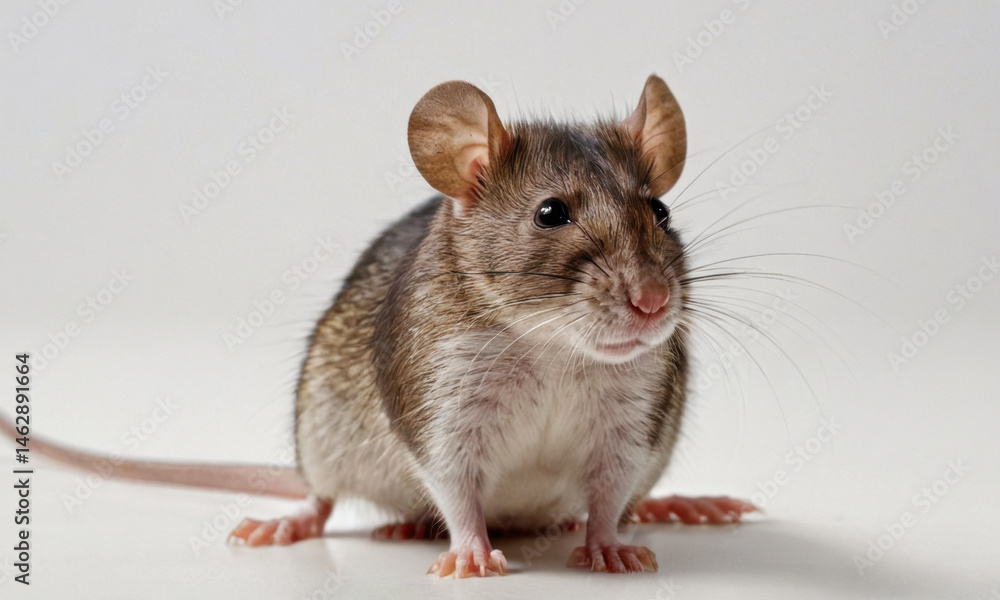 A small mouse sits on a white surface, looking around A small mouse sits on a white surface, looking around