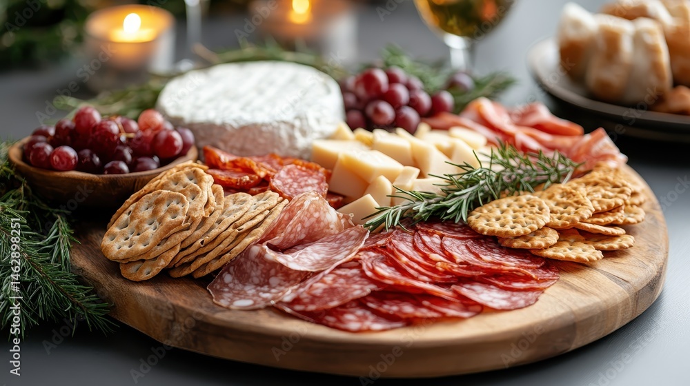 This vibrant charcuterie board features a variety of meats, cheeses, and fruits, inviting everyone to gather around and enjoy a delicious and visually appealing food experience. This vibrant charcuterie board features a variety of meats, cheeses, and fruits, inviting everyone to gather around and enjoy a delicious and visually appealing food experience.