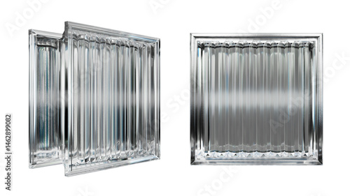 Transparent glass block for interior design. Aesthetic and modern shape of textured. Capturing abstract patterns and light distortion. Building assortment for home, bathroom and office.