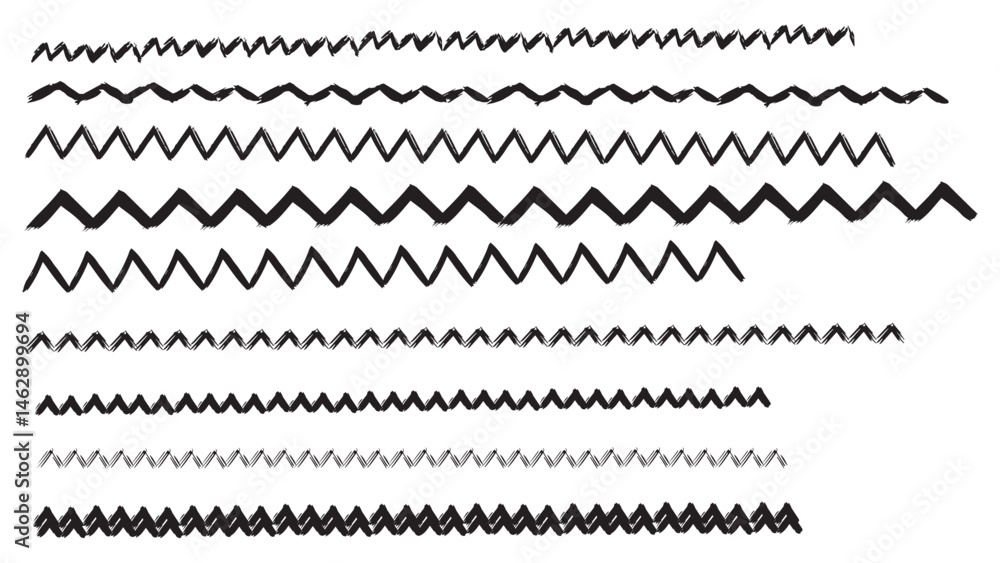 Charcoal bold zigzag lines and scribbles, childish drawing bold strokes, abstract zigzag lines, wavy black patterns, design elements, collection of various hand drawn zigzags on white background Charcoal bold zigzag lines and scribbles, childish drawing bold strokes, abstract zigzag lines, wavy black patterns, design elements, collection of various hand drawn zigzags on white background