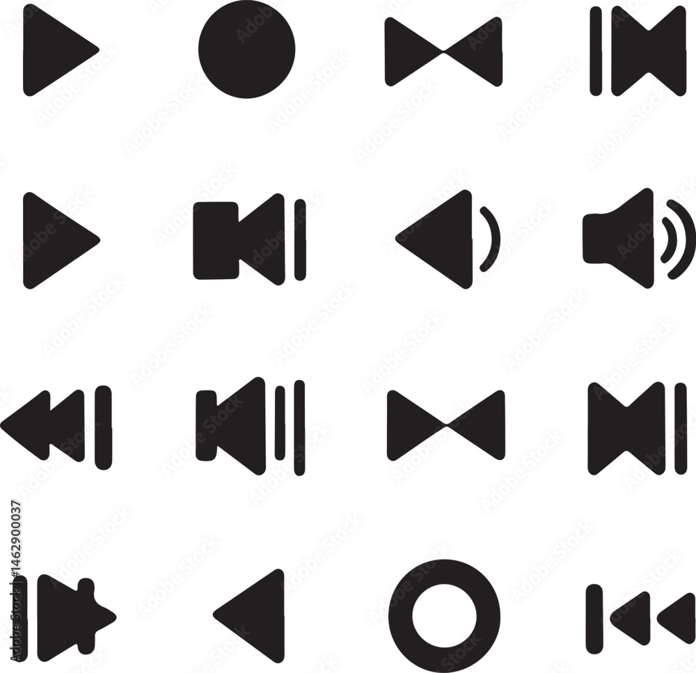 Player Icon Set — Vector Collection of Media, Music, and Game Player Symbols
Player Icon Set — Vector Collection of Media, Music, and Game Player Symbols