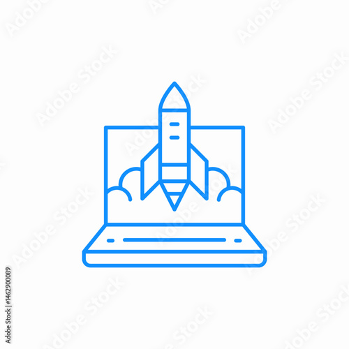 launch start laptop icon sign vector