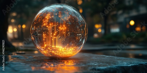 Crystal Ball Reflecting Advanced Computer Circuitry and Technology