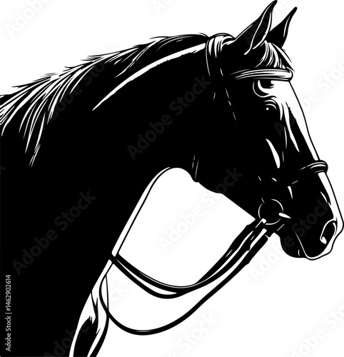 illustration of horse head with bridle