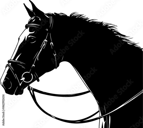 illustration of horse head with bridle