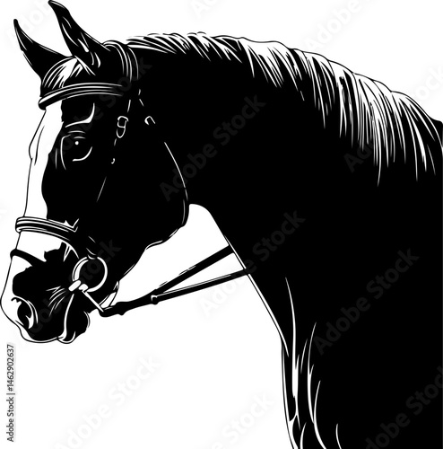 illustration of horse head with bridle