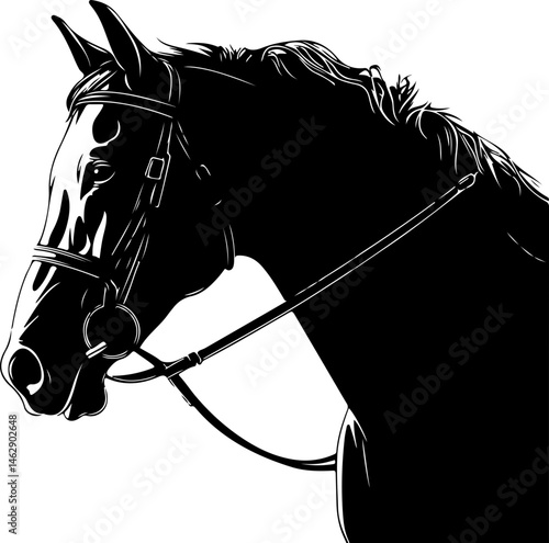 illustration of horse head with bridle