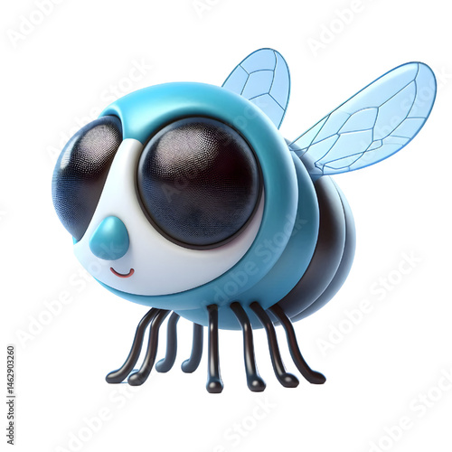 Cute 3d fly insect isolated on white background