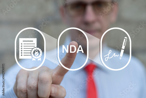 Obraz na płótnie NDA Non disclosure agreement contract concept. Legal acknowledge signing of confidential NDA document. w salonie