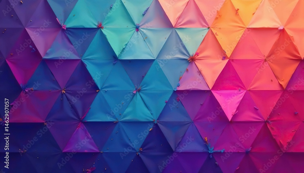 Obraz premium Repeating equilateral triangles forming a hexagonal grid, colorful, geometry, tile