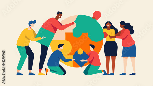 Mosaic Art Project An image of a group assembling a large mosaic made of colorful pieces showing how teamwork and inclusivity can create a beautiful final product together.