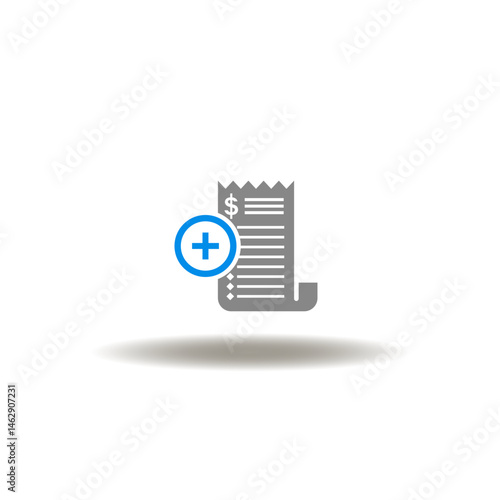 Obraz na płótnie Vector illustration of invoice or bill sheet with dollar surrency and plus sign. Symbol of medical expenses. w salonie