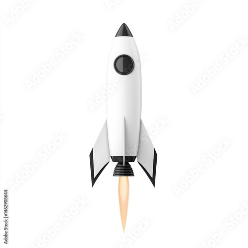 3D Image of a White Rocket Launching