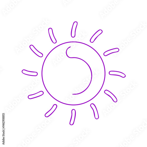  Minimal purple sun outline icon for apps, UI design, wellness graphics, summer event promotions, and spiritual lifestyle blogs