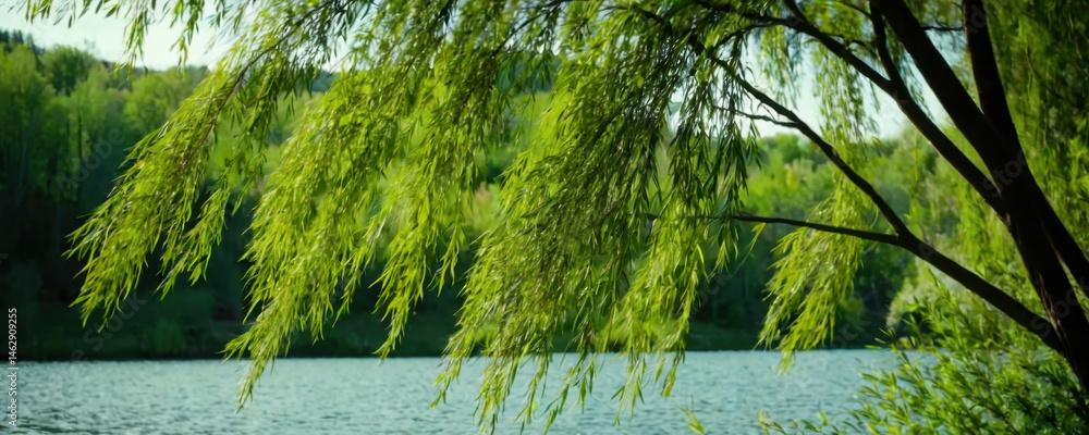 A tree standing next to a body of water, potentially used as a landscape element or in an outdoor scene