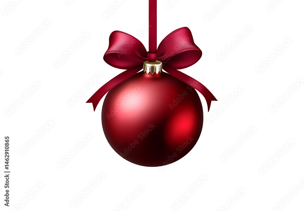 Christmas red bauble with ribbon on a transparent background, PNG file Christmas red bauble with ribbon on a transparent background, PNG file