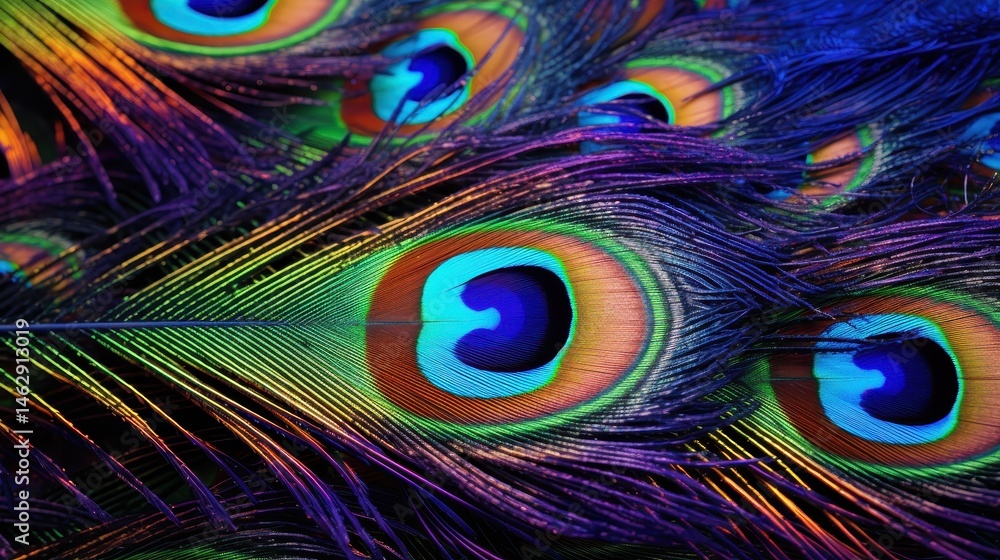 Obraz premium Peacock feathers in close-up