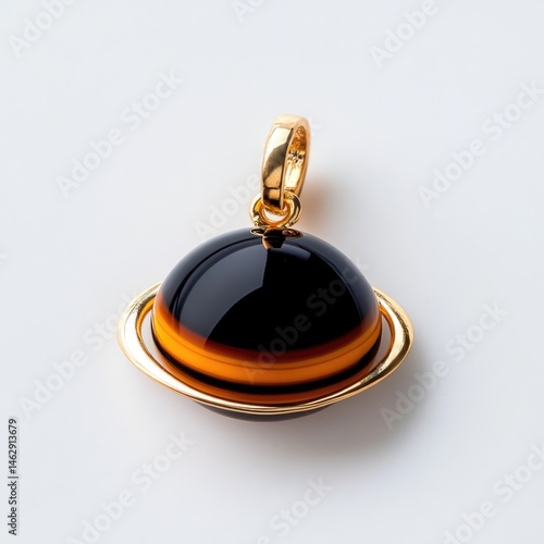 Elegant Gold-Plated Necklace with Amber Glass Pendant