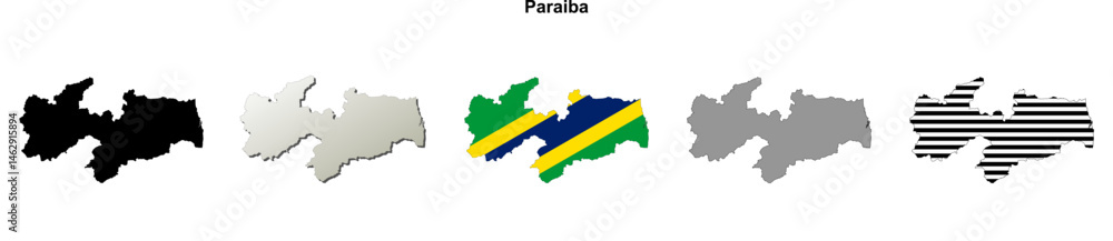 Obraz premium Paraiba state (Brazil) outline map set