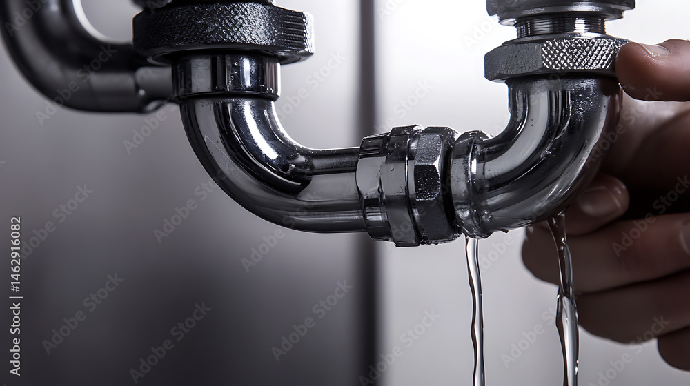 Obraz premium Leaking Pipe Being Repaired