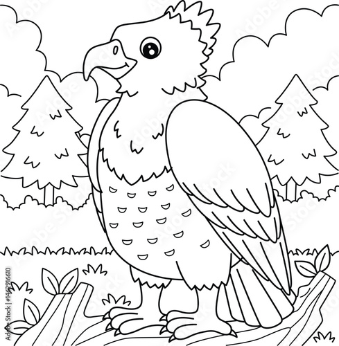 Bird Martial Eagle Coloring Page for Kids