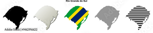 Rio Grande do Sul state (Brazil) outline map set