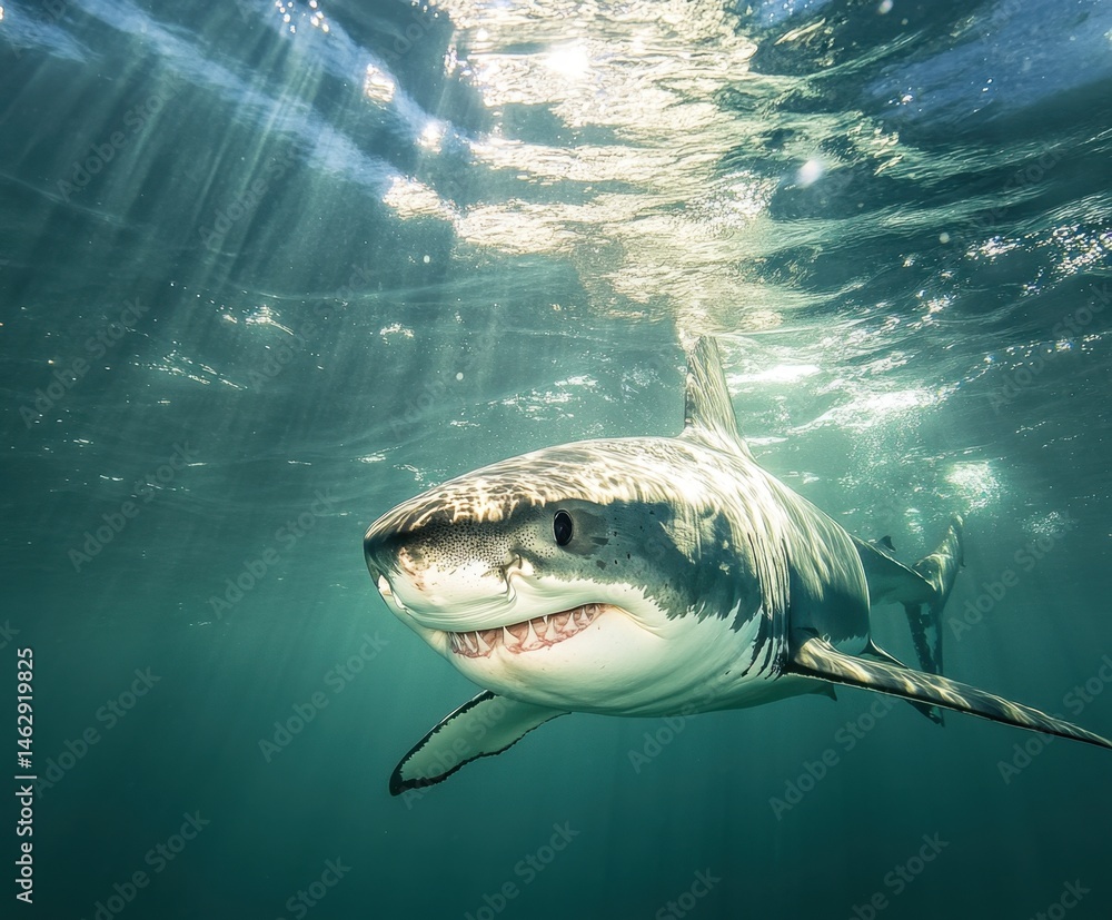 Fototapeta premium A juvenile great white shark