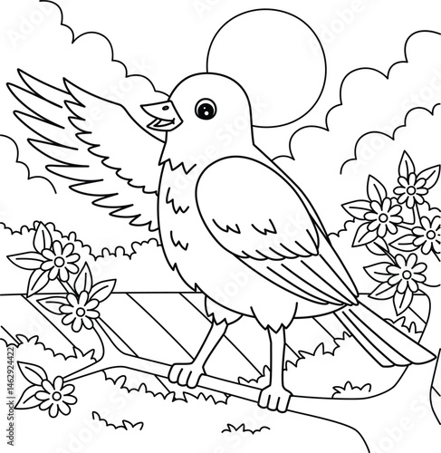 Bird Canary Coloring Page for Kids 