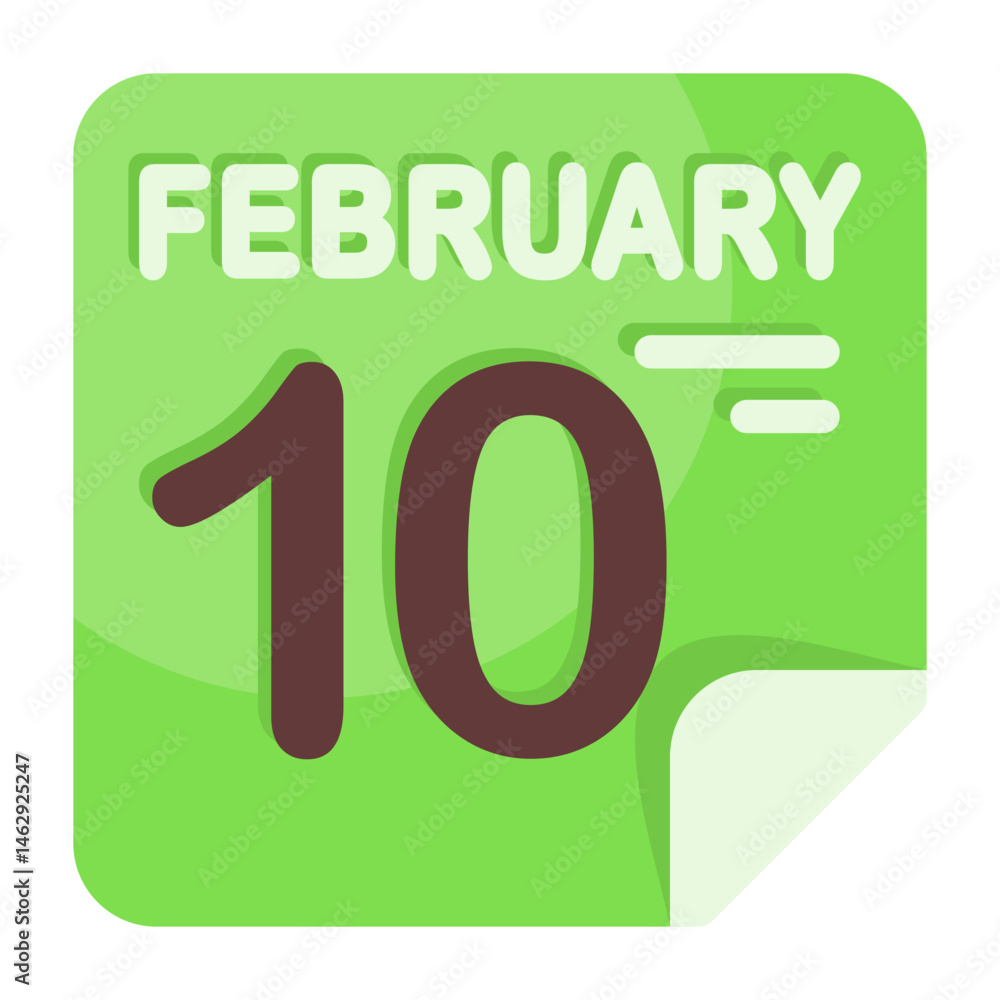 10 February Calendar Icon 10 February Calendar Icon