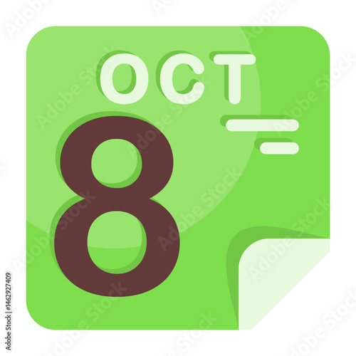 8 October Calendar Icon