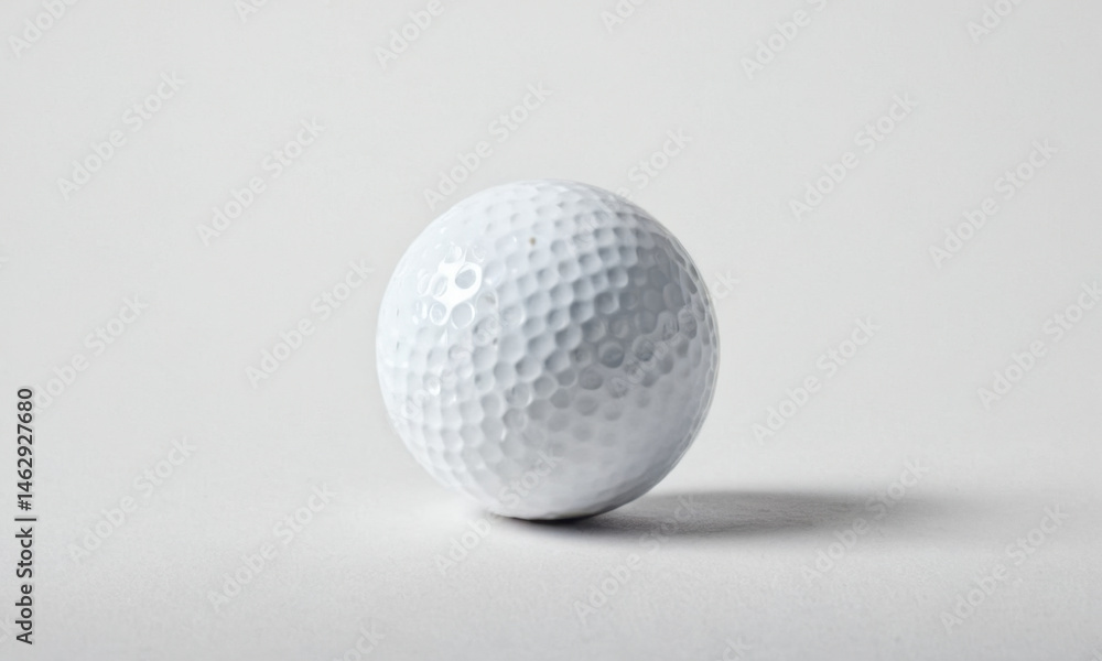 A single white golf ball resting on a table, ideal for use in sports or office settings A single white golf ball resting on a table, ideal for use in sports or office settings