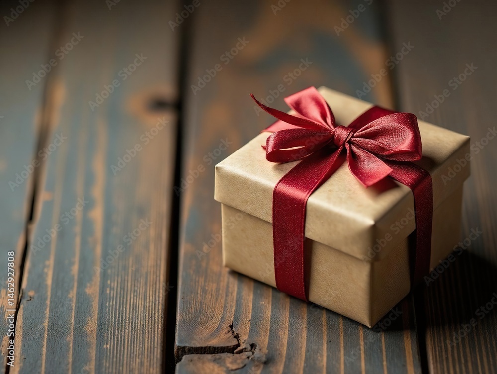 Sophisticated presents, tied with bows, on weathered wood , close-up, photography, image Sophisticated presents, tied with bows, on weathered wood , close-up, photography, image
