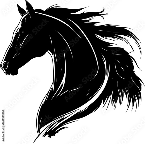 illustration of horse with flowing mane
