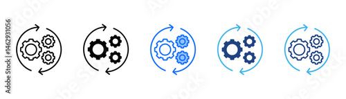 Continuous Icon Set With Multiple Style Collection 