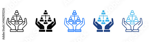 Organizational Icon Set With Multiple Style Collection 