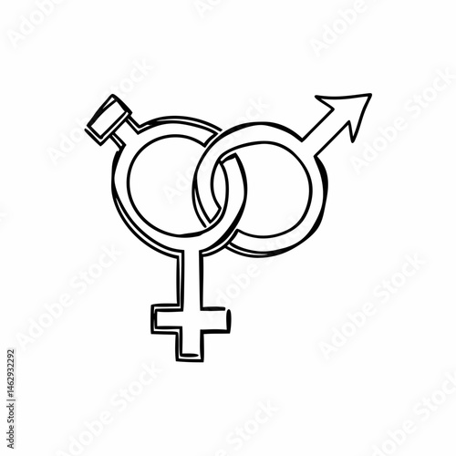 Continuous Line Art Illustration of a Transgender Symbol