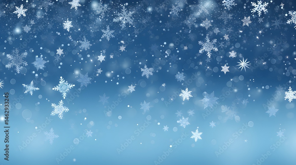 Fototapeta premium Elegant Blue Christmas Background with Sparkling Snowflakes for Festive Holiday Design