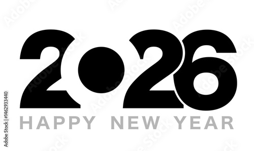 The Year 2026 New Year’s Greeting Symbol Logo. Vector Illustration Isolated On A White Background. 
