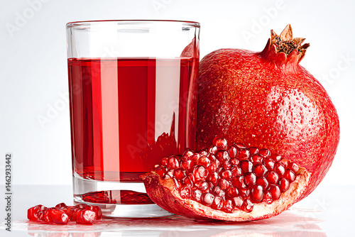 Obraz na płótnie Verre de grenadine avec fruit, grenade entière et coupée w salonie