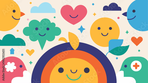 Mental Health Awareness Campaign A colorful poster with various positive affirmations encouraging selflove and acceptance surrounded by illustrations of happy diverse faces.