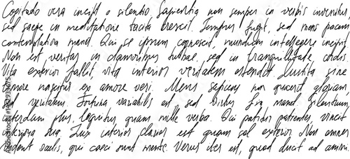 Handwritten script text in Latin vector typography banner. Calligraphy writing bad readable paragraph. Background cursive lettering design.