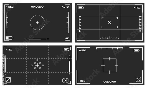 Camera screen overlays showing recording mode and exposure tools