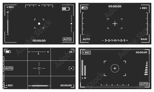 Camera viewfinder interface overlay set for video recording