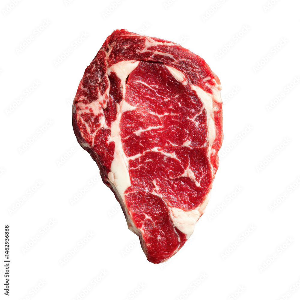 Obraz premium Juicy ribeye steak showcasing stunning marbling isolated on a transparent background for culinary inspiration and appreciation