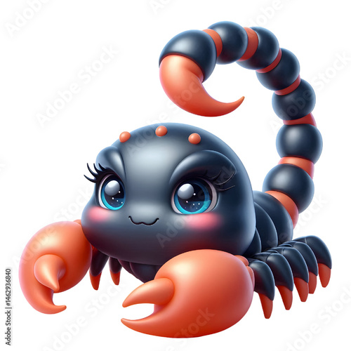 Cute 3d scorpion isolated on white background