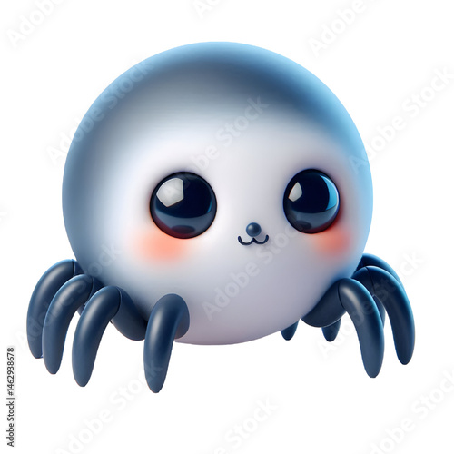 Cute 3d spider isolated on white background