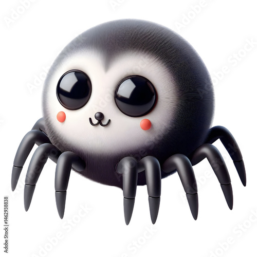 Cute 3d spider isolated on white background